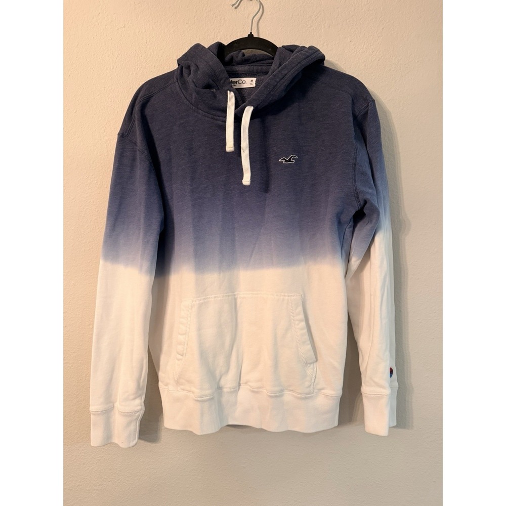 HOLISTER BLUE AND WHITE HOODIE‎ Sz M Dip Dye Vintage Casual